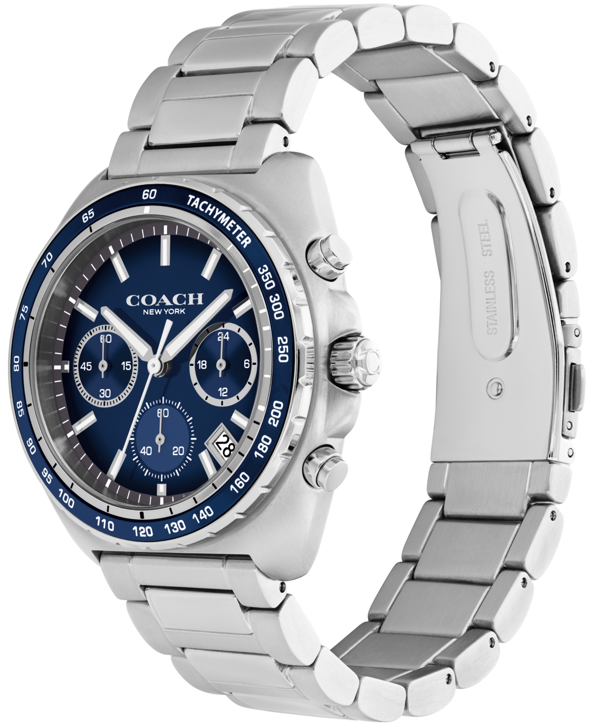 Coach Men's Charter Silver Tone Stainless-Steel Bracelet Watch, 39mm