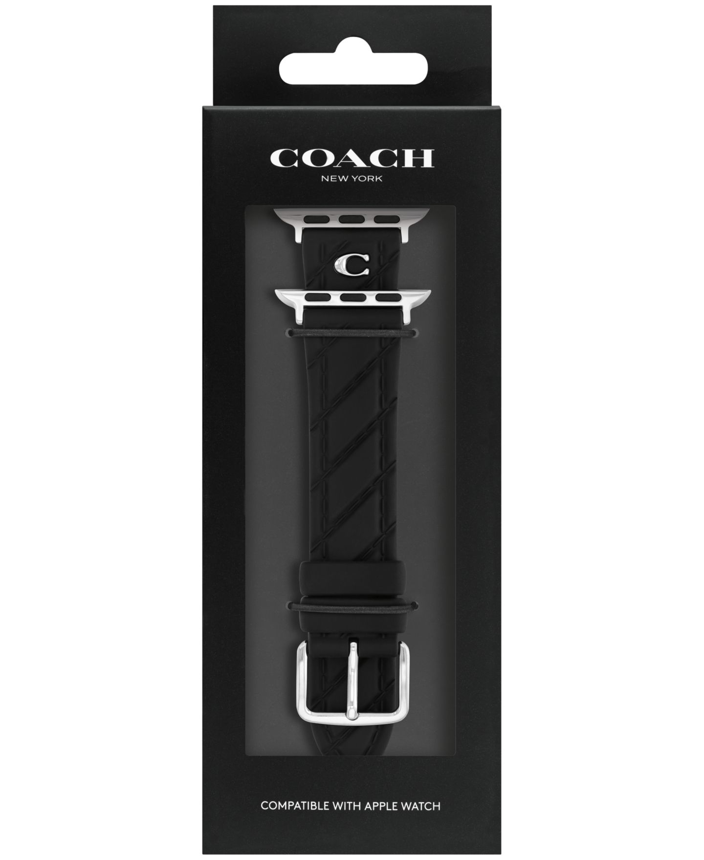 Женский ремешок для часов COACH Quilted Black Silicone Apple Watch Strap 38mm, 40mm, 41mm — фото 4