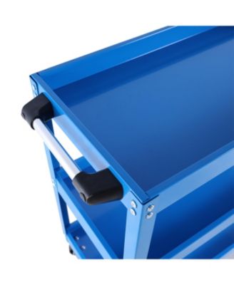 Tool Cart on Wheels, 3 Tier Rolling Mechanic Tool Cart, Heavy Duty Steel Utility Cart w/Lockable Wheels, 450 LBS Capacity Industrial Service Cart for Garage, Warehouse, Workshop (Bright Red)