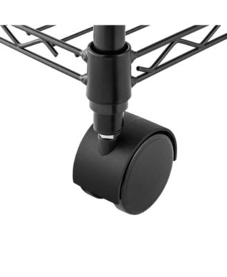 Simple Deluxe Heavy Duty 3-Shelf Shelving with Wheels, Adjustable Storage Units, Steel Organizer Wire Rack, 23" W x 13" D x 33" H, Black