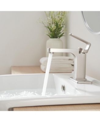 Waterfall Bathroom Faucet, 8" Widespread 2-Handle with Pop-Up Drain, Matte Black & Brushed Nickel Finish