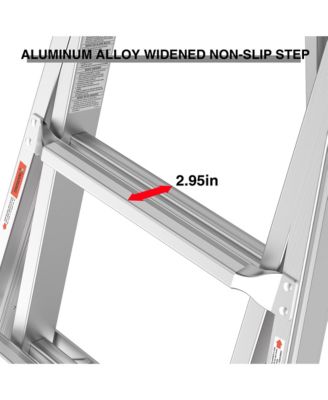 17ft Multi-Position Foldable Aluminum Ladder, A-Frame and Straight Ladder, ANSI 250lbs