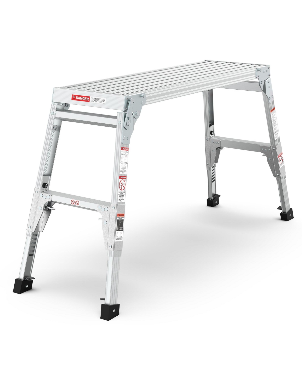Aluminum Work Platform Large Size Step Stool Folding Portable Work Bench 40" Width Telescopic Feet 22" -27.5" Height Adjustable