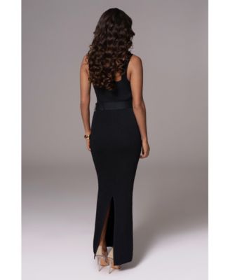 Plus Size Black Moonrise Ribbed Maxi Dress