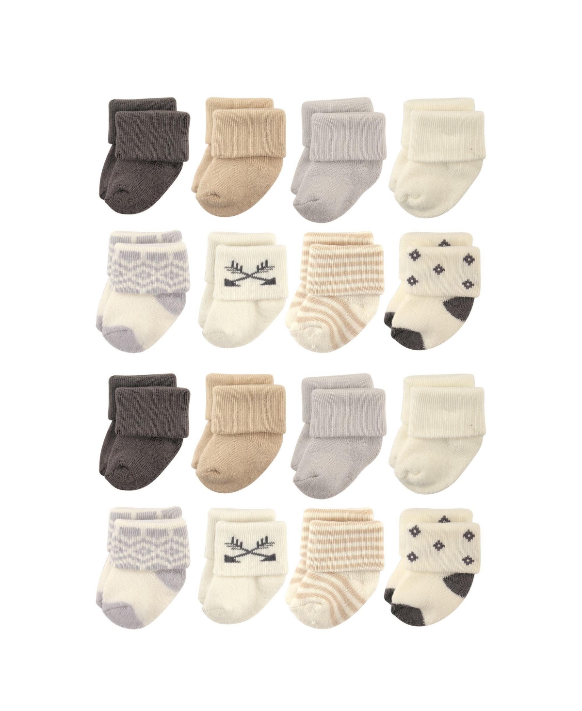 Hudson Baby Baby Boys Hudson Unisex Plush Cotton-Blend Unisex Terry Socks - Gray cream solid