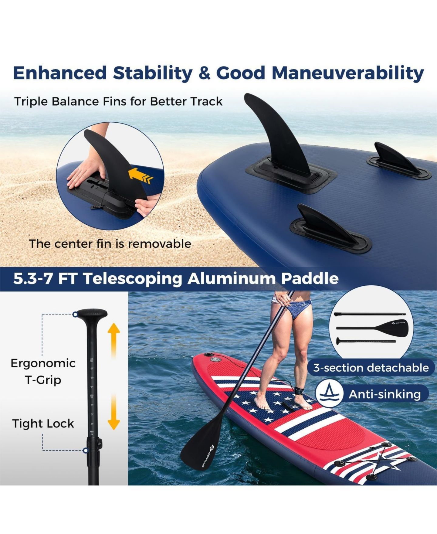 Детские игрушки HONGGE Inflatable Paddle Board with Removable Fin and Backpack, цвет: Красный — фото 8