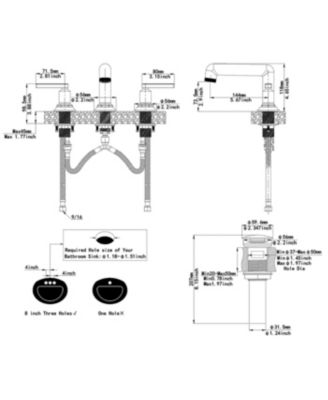 8 in. Widespread Double Handle Black Bathroom Faucet 3 Holes Vanity Sink Water-Saving With Metal Drain In Brushed Gold