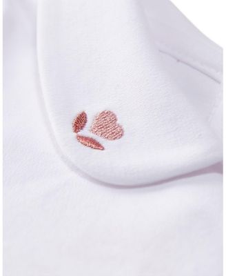 Baby and Toddler Girls Footie with Heart-Embroidered Peter Pan Collar
