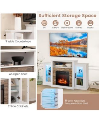 Fireplace TV Stand with 16-Color Led Lights for TVs up to 65 Inch