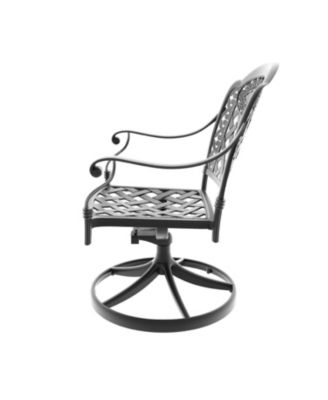 Streamdale 2 Cast Aluminum Swivel Patio Chairs, Black Frame, Random Color Cushions
