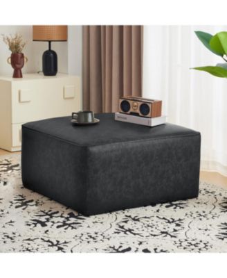 Streamdale Square PU Leather Ottoman,Black