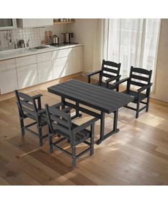 Streamdale 5-Piece HDPE Patio Dining Set (Black), Table & 4 Chairs, 51" Table