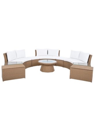 Streamdale 10-Pc Outdoor Rattan Sectional Sofa Set, White