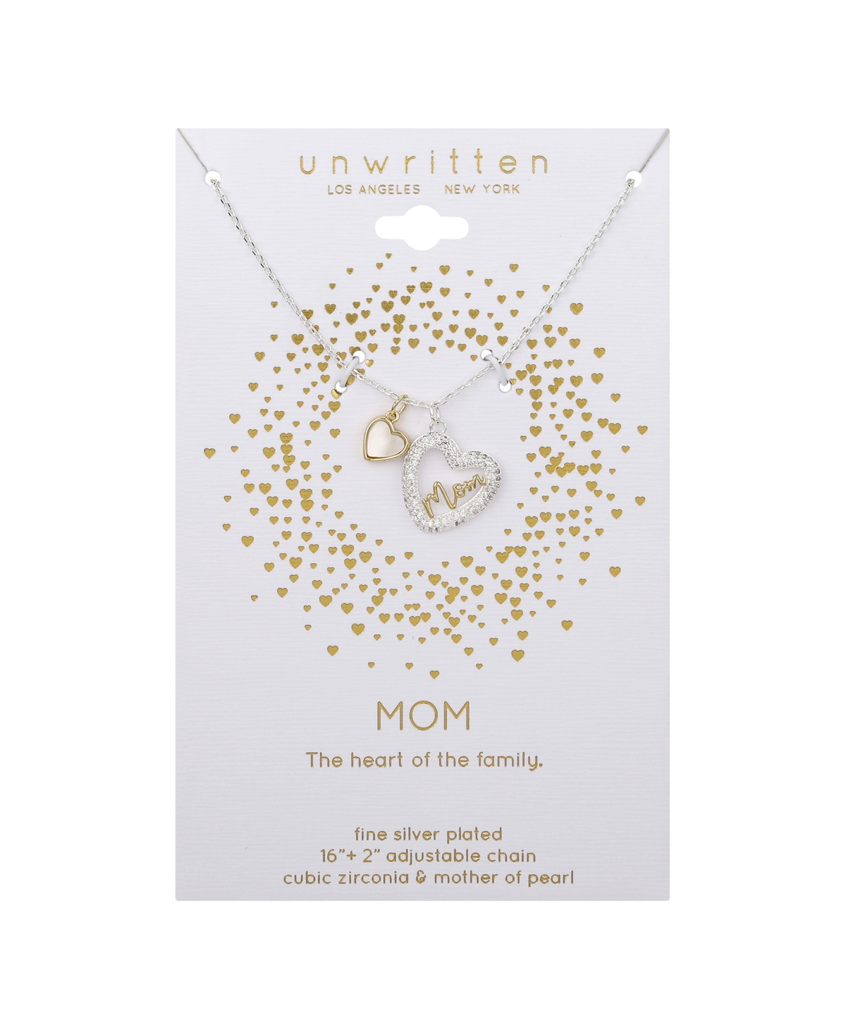 Unwritten Cubic Zirconia And Mother Of Pearl Mom Open Heart Necklace In Two-tone