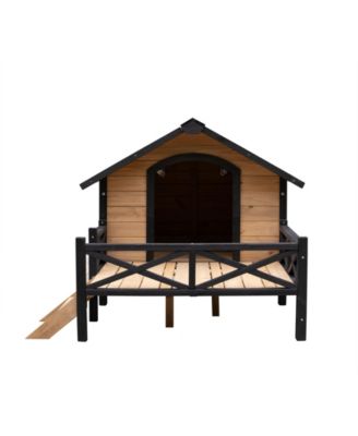Outdoor Large Wooden Cabin House Style Wooden Dog Kennel with Porch