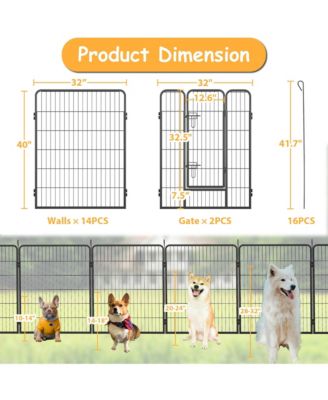 Dog Playpen Outdoor, 16 Panels Dog Pen 40" Height Dog Fence Exercise Pen with Doors for Large/Medium/Small Dogs, Portable Pet Playpen for Yard, RV, Camping, Hammer Paint Finish