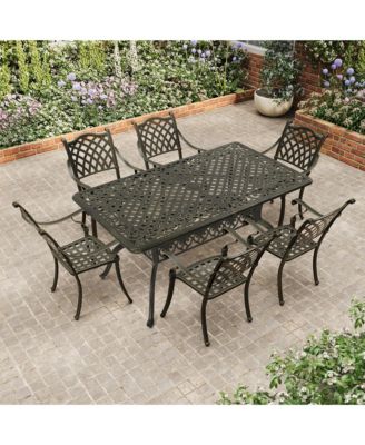 7-Piece Outdoor Patio Furniture Set Dinning Chair with Foldable Table