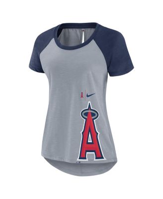 Women's Heather Gray Los Angeles Angels Summer Breeze Raglan Fashion T-Shirt