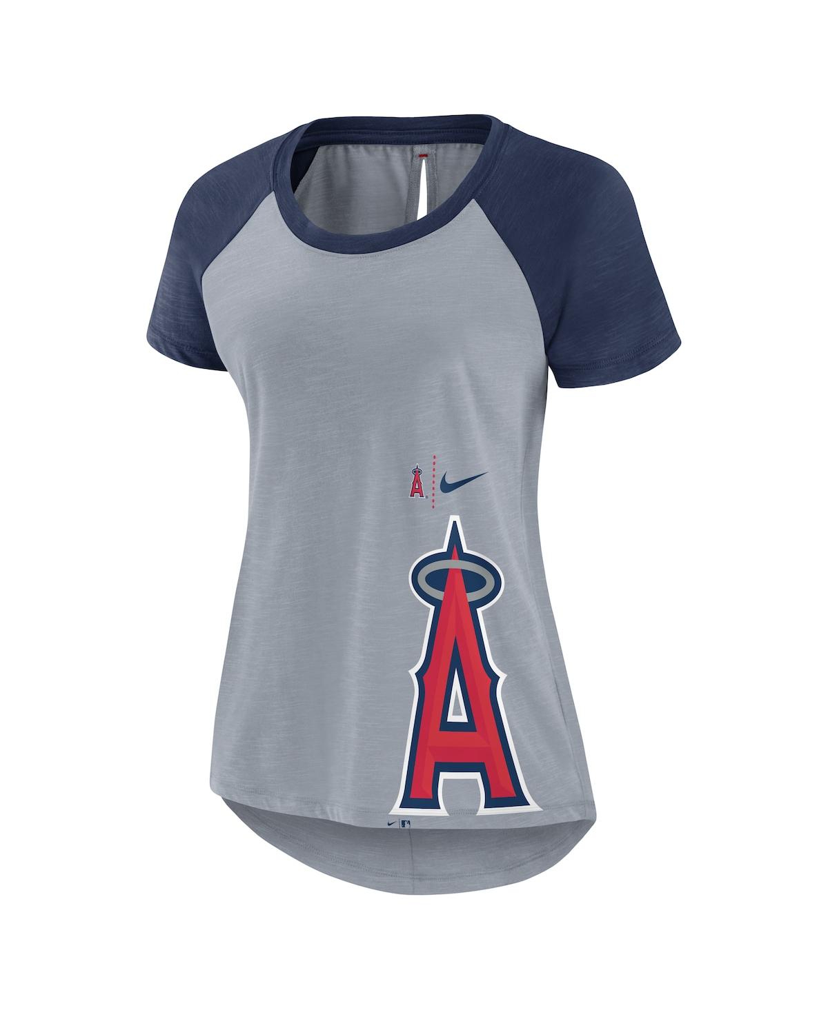 Nike Women's Heather Gray Los Angeles Angels Summer Breeze Raglan Fashion T-shirt In Heather Gray