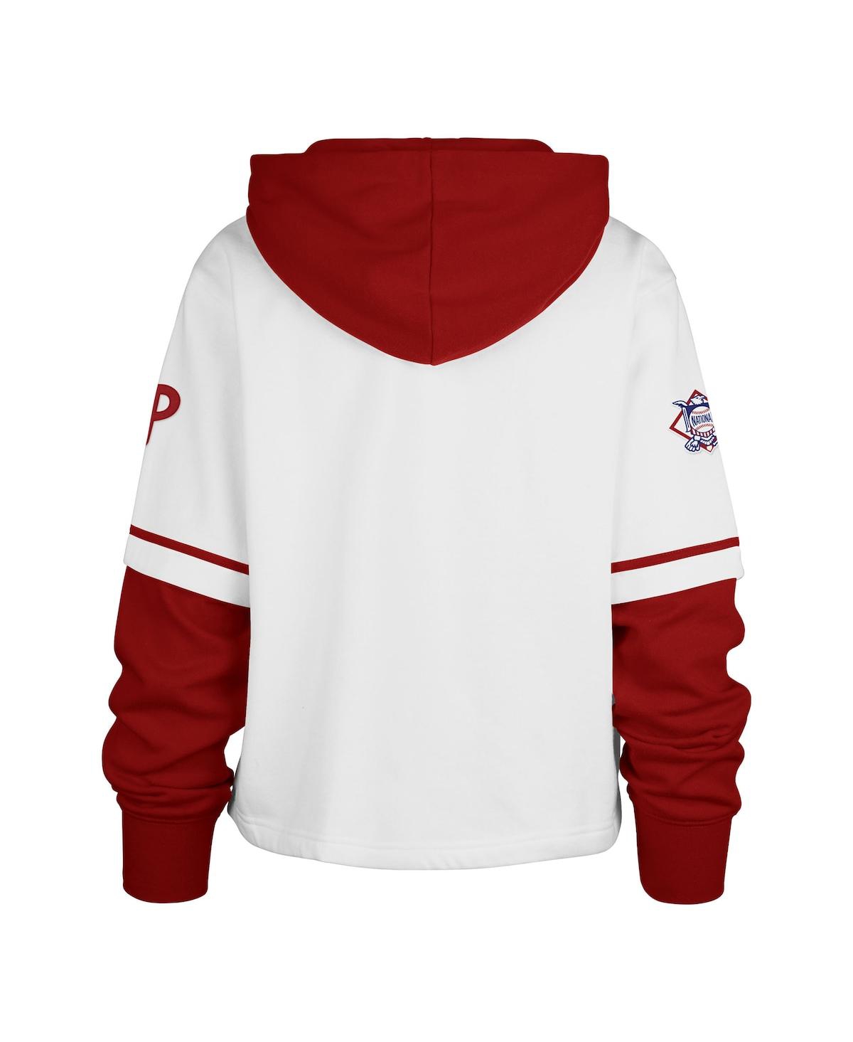47 Brand Women's White Philadelphia Phillies Trifecta Shortstop Cropped Pullover Hoodie In White