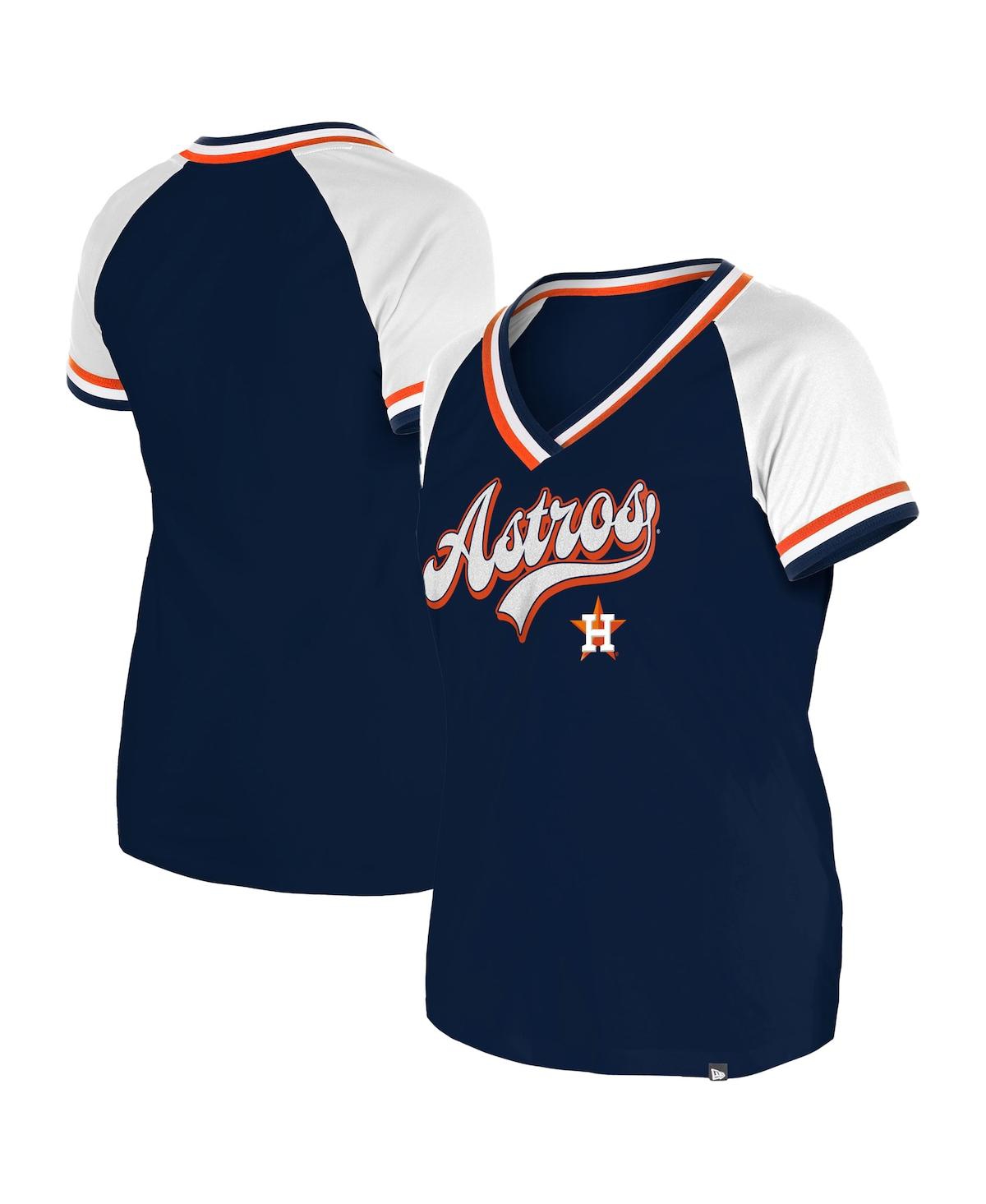 Shop New Era Women's Navy Houston Astros Gameday Raglan V-neck T-shirt