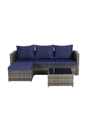 Streamdale 2-Piece Wicker Patio Set, L-Shaped, Ottoman, Lounger Table