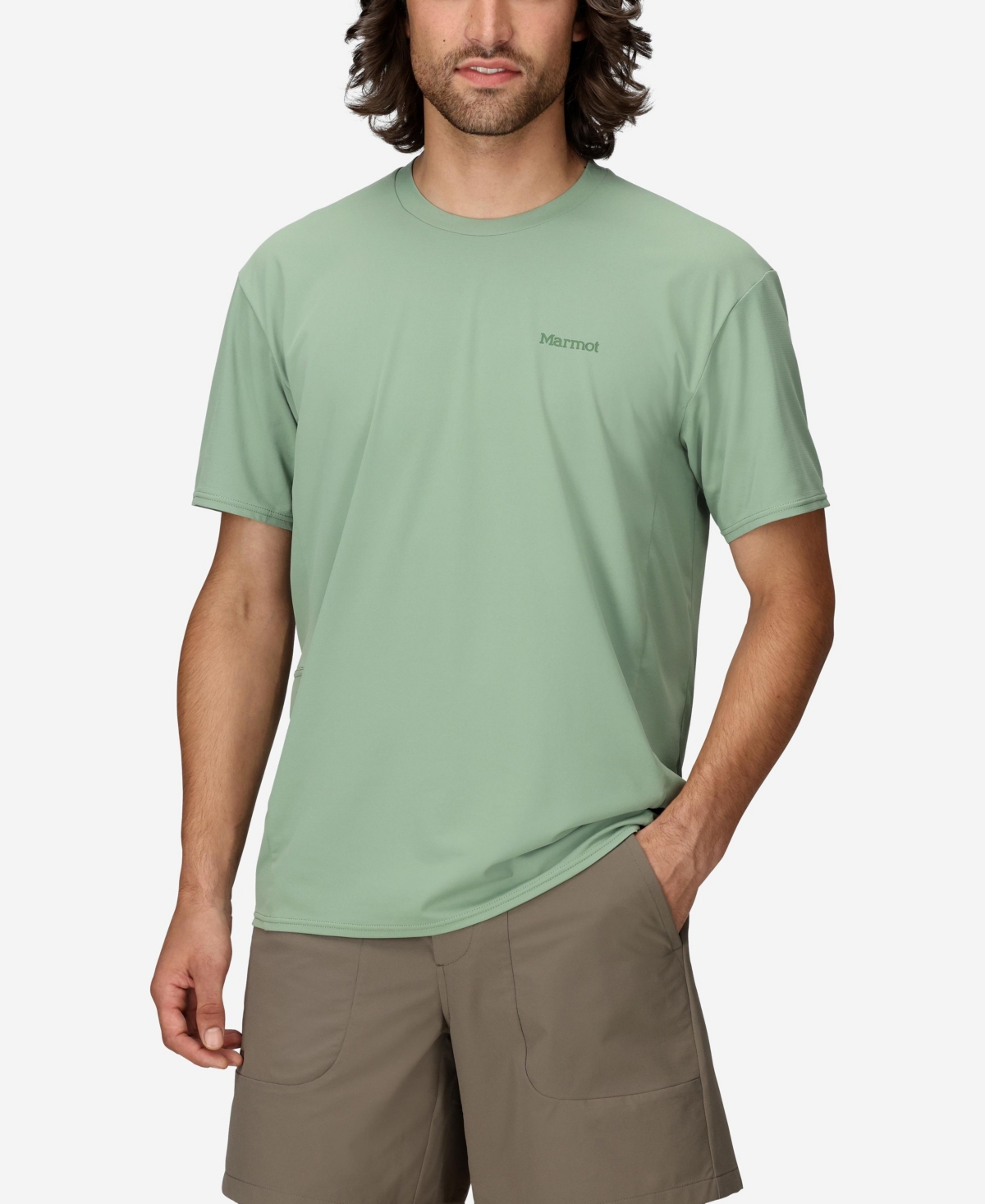 Men's AirExchange Ultraviolet Protection Factor 50 Short Sleeve Crew Shirt - Agate green