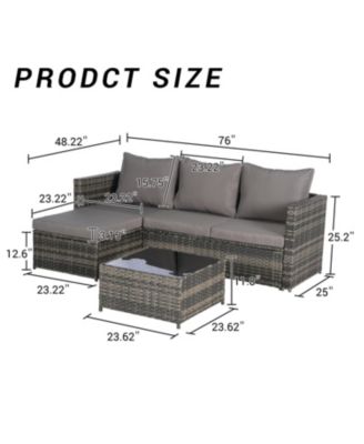 Streamdale 2-Piece Wicker Patio Set, L-Shaped, Ottoman, Lounger Table
