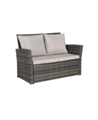 Streamdale 4-Piece Outdoor Patio Furniture Set, Rattan Chairs, Glass Table