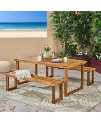 Streamdale Outdoor Acacia Wood Dining Set, Sandblast Natural Finish
