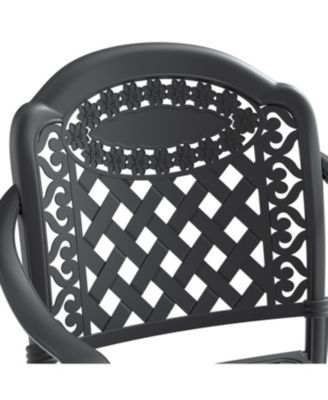Streamdale 7-Piece Cast Aluminum Dining Set, 2 Swivel, 4 Chairs, Rectangular Table, Black Frame
