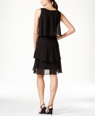 SL Fashions Tiered Chiffon Dress - Macy's