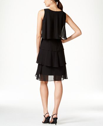 SL Fashions Tiered Chiffon Dress & Reviews - Dresses - Women - Macy's