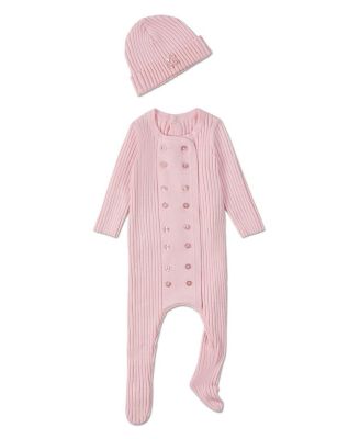 Baby Girls 2 Piece Double-Breasted Sweater Rib Footie Set