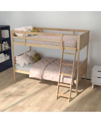 Samuel Kids Bunk Bed With Convertible, Solid Wood Slatted Frame And Easy-To-Climb Ladder With No Box Spring Required