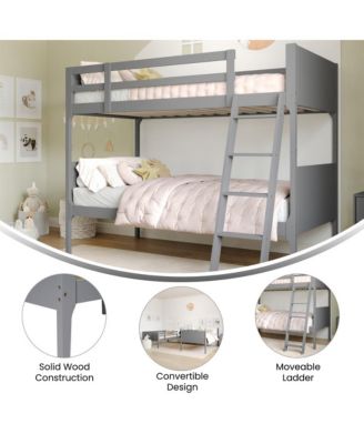 Samuel Kids Bunk Bed With Convertible, Solid Wood Slatted Frame And Easy-To-Climb Ladder With No Box Spring Required