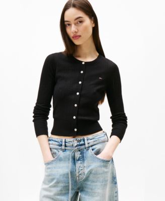 Tommy Jeans - Women's Pointelle-Pattern Crewneck Cardigan