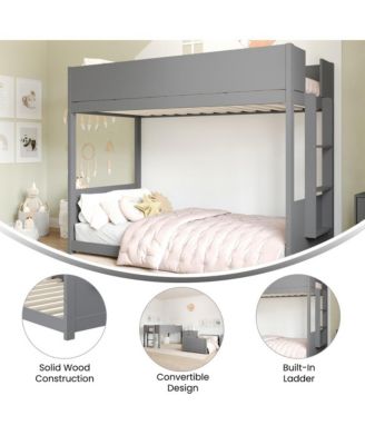 Samuel Kids Bunk Bed With Convertible, Solid Wood Frame And Easy-To-Climb Ladder With No Box Spring Required