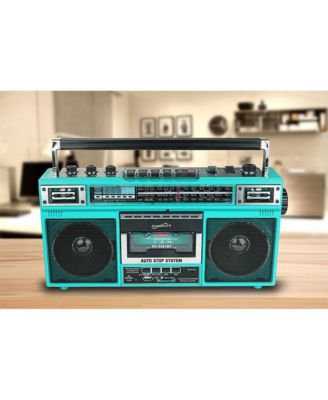 Retro 4-Band Radio and Cassette Player with Bluetooth