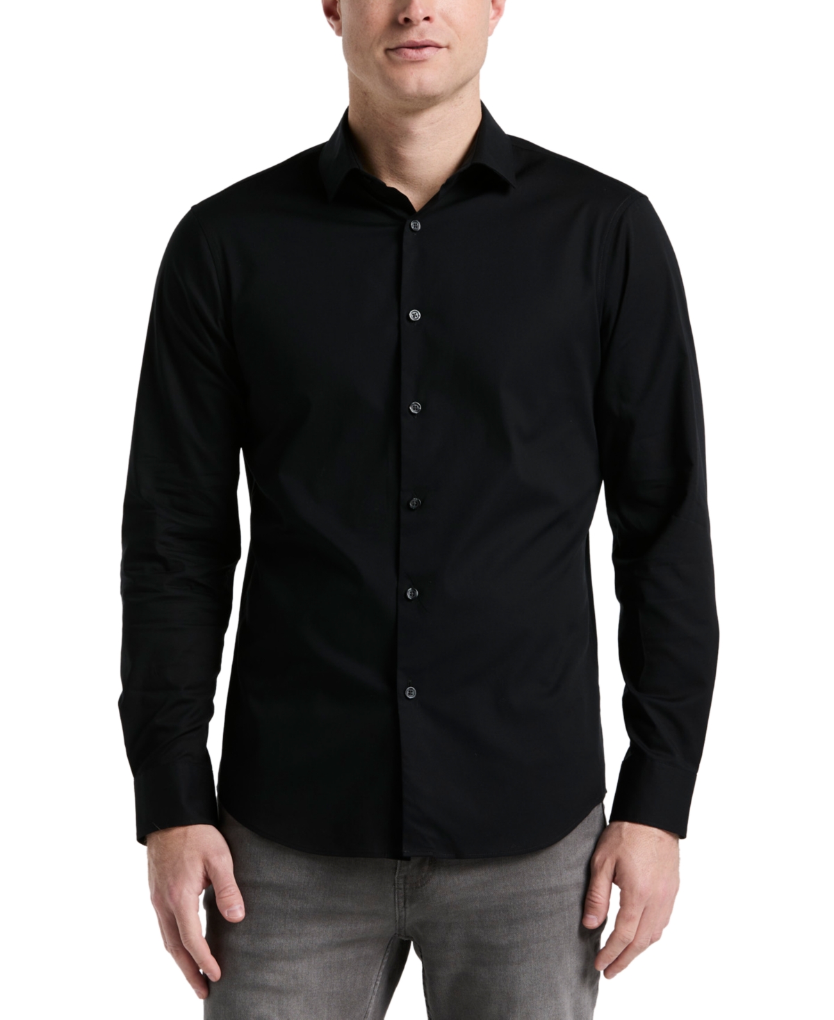 Men's Slim Fit Long Sleeve Button-Front Dobby Cotton Shirt - Vista Blue