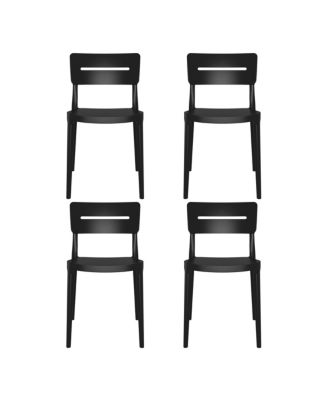 Outdoor Modern Stackable Plastic Patio Dining Chairs (Set of 4)