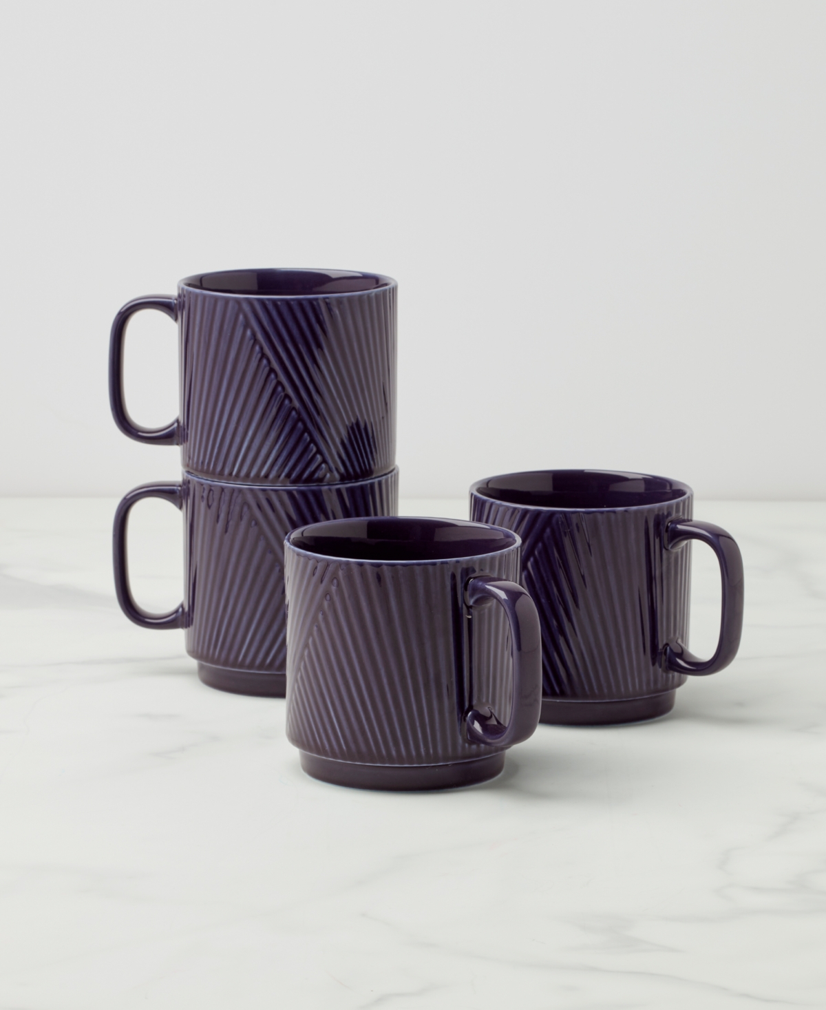 Lenox Modulus Textured Mugs, Set Of 4 In Blue