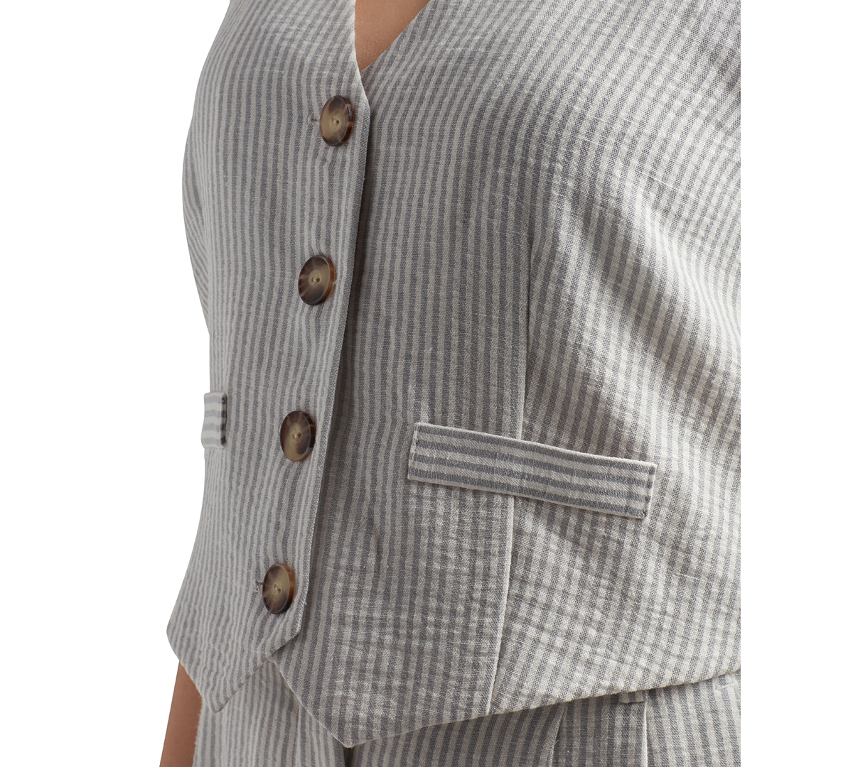 Bcx Juniors' Stripe Sleeveless V-neck Vest In Grey
