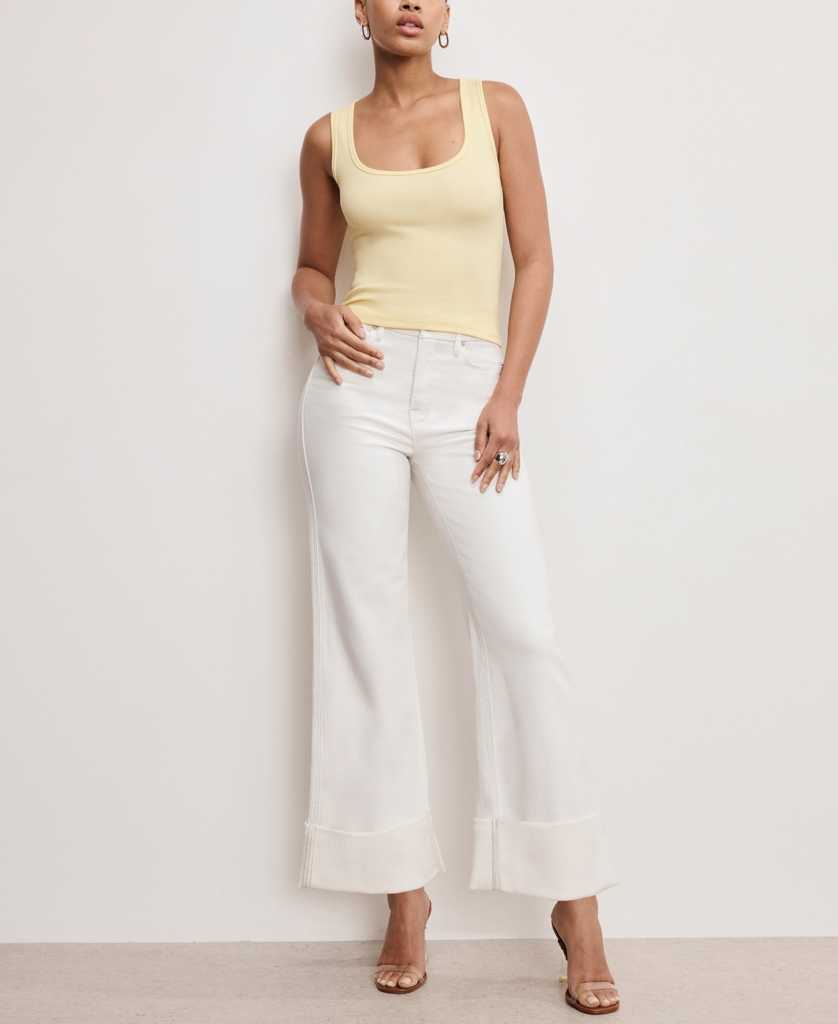 Shop Good American Women's Micro-rib Tank Top In Light Ray001