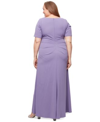 Plus Size Scuba Crepe Square-Neck Gown