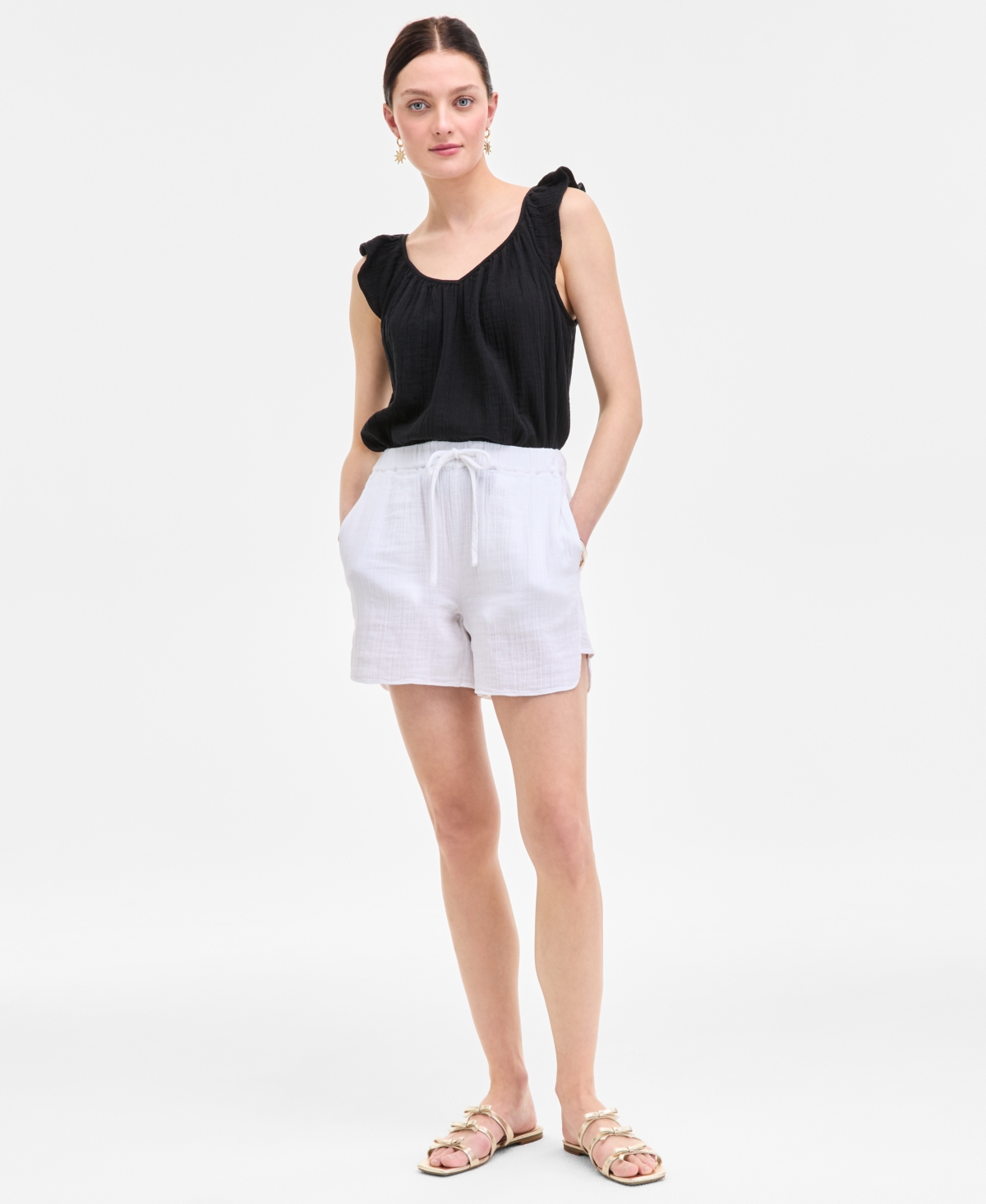 On 34th Women's Cotton Gauze Drawstring Shorts, Exclusively At Macy's