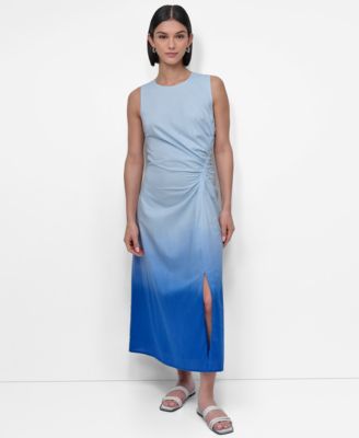 DKNY - Women's Dip-Dyed Side-Ruched Sleeveless Dress