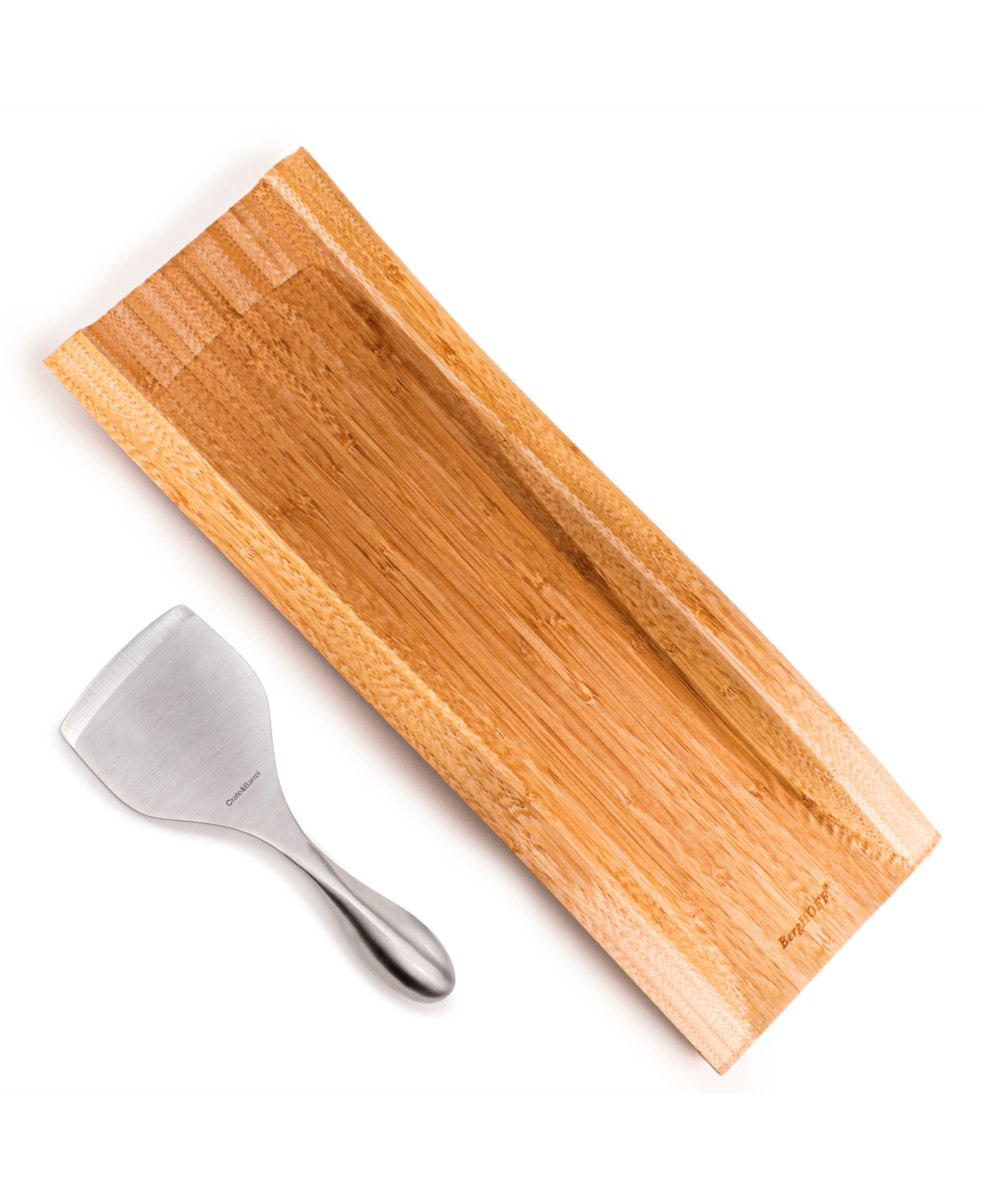 BERGHOFF AARON PROBYN 2-PIECE CHEESE KNIFE AND BAMBOO WAVY CUTTING BOARD SET 