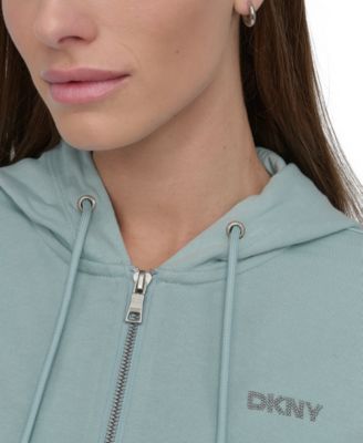 Women's Cotton-Blend Stud-Logo Full Zip Hoodie