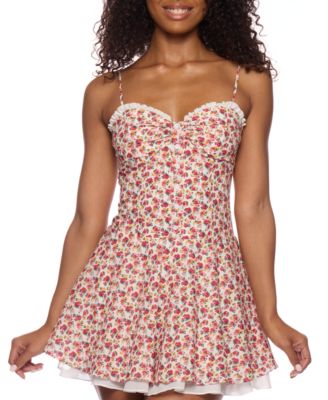 B Darlin - Juniors' Floral-Print Ruffled Mini Dress
